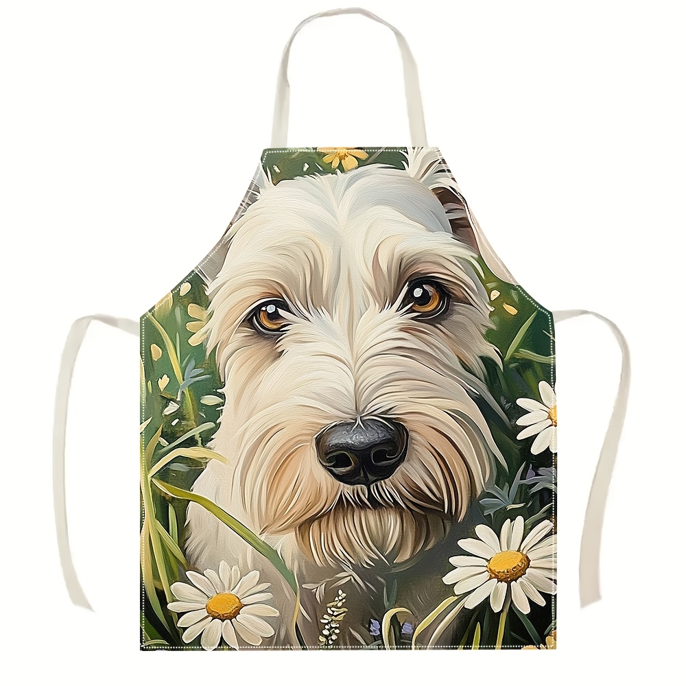 Cute White Dog Apron, Floral P - Mom'S Home Cooking ulasan dan harga