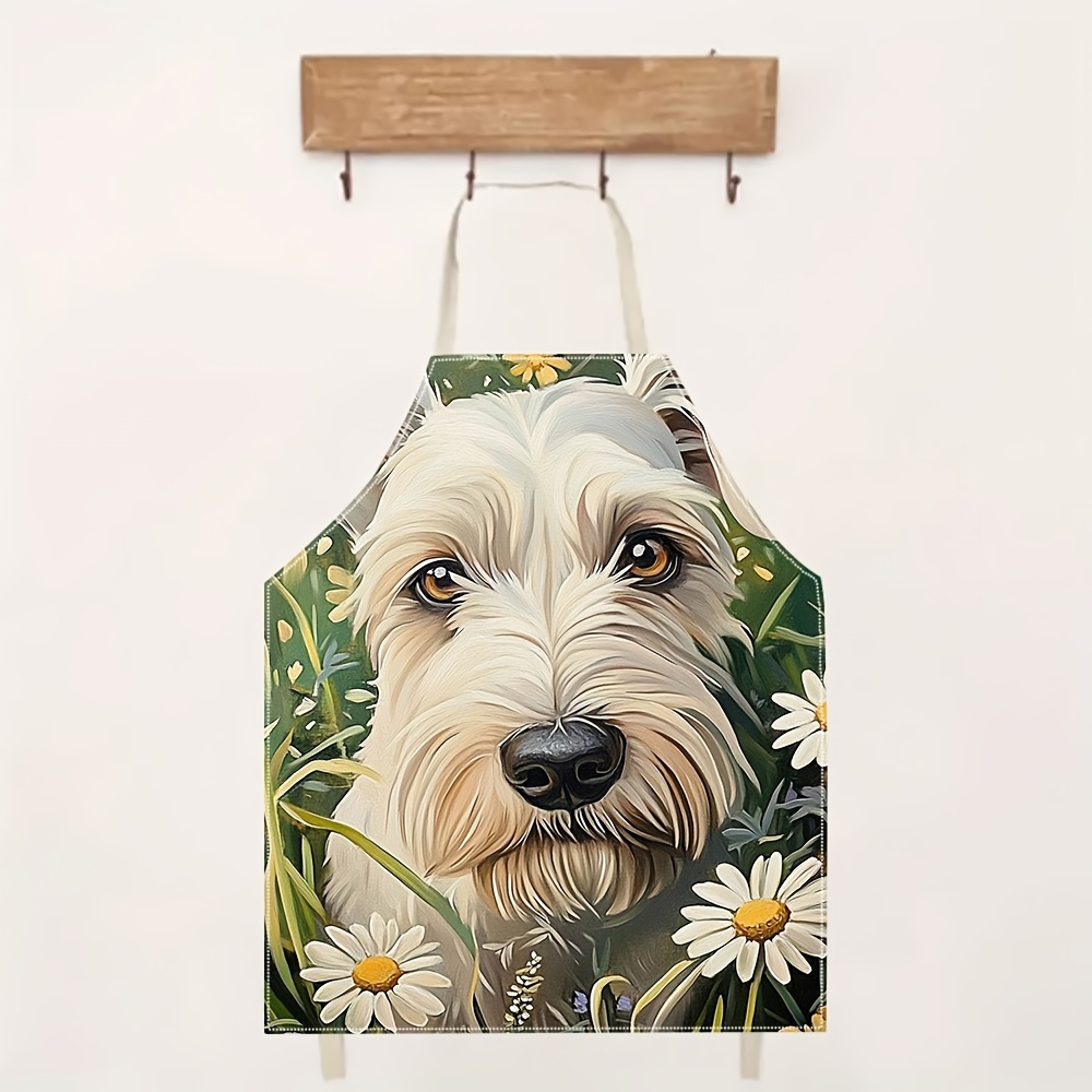 Cute White Dog Apron, Floral P - Mom'S Home Cooking ulasan dan harga