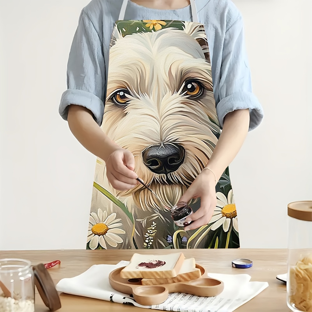 Cute White Dog Apron, Floral P - Mom'S Home Cooking ulasan dan harga