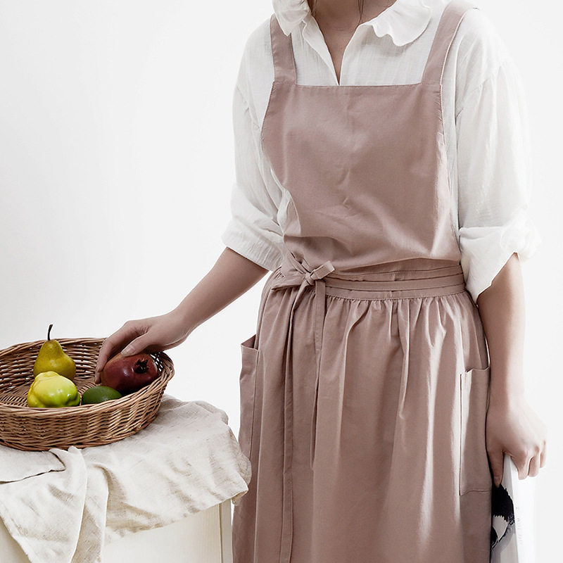 Women Cotton Linen Bib Apron J - Home Cooking Japanese ulasan dan harga