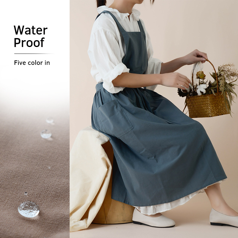Women Cotton Linen Bib Apron J - Home Cooking Japanese ulasan dan harga