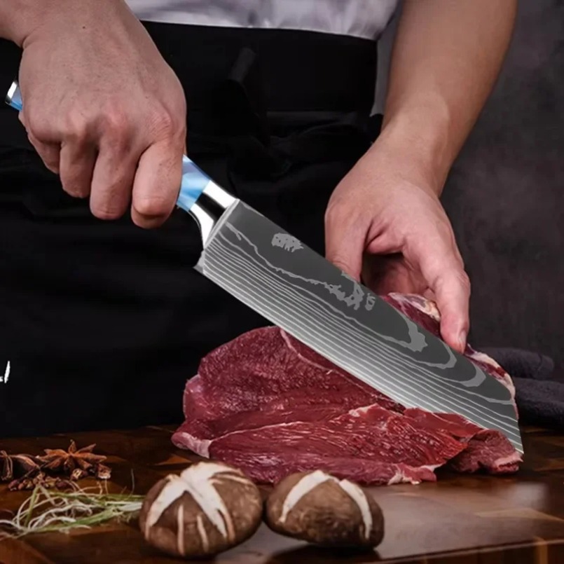 Damascus Patterned Laser Steel - Home Cooking Japanese ulasan dan harga