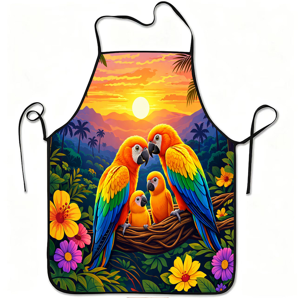 Colorful Parrot Family Apron,  - Mom'S Home Cooking ulasan dan harga