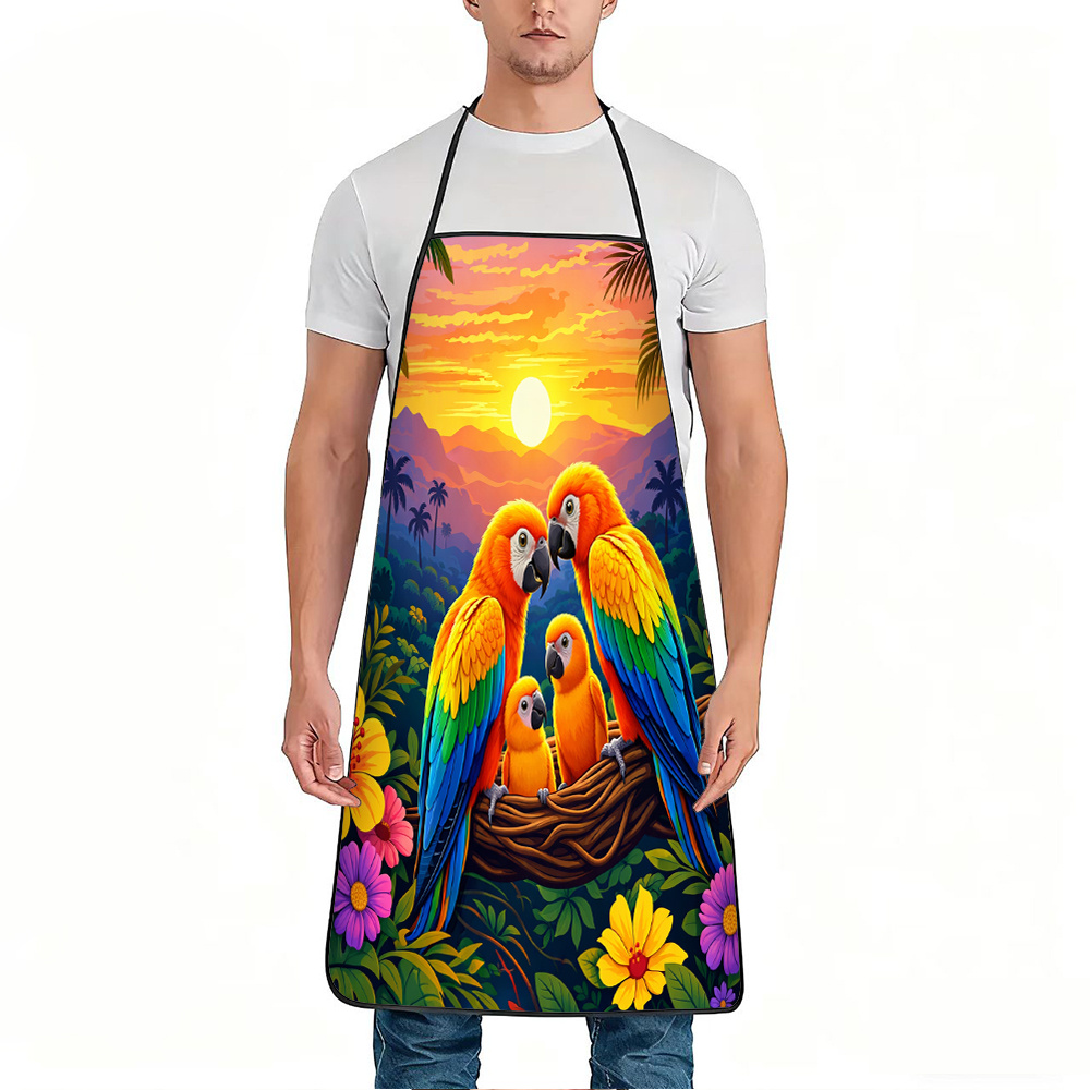 Colorful Parrot Family Apron,  - Mom'S Home Cooking ulasan dan harga