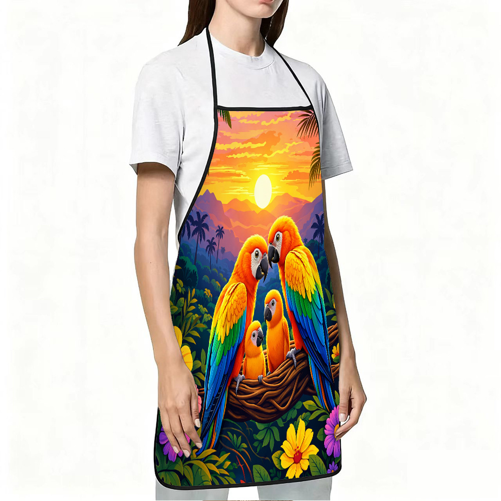 Colorful Parrot Family Apron,  - Mom'S Home Cooking ulasan dan harga